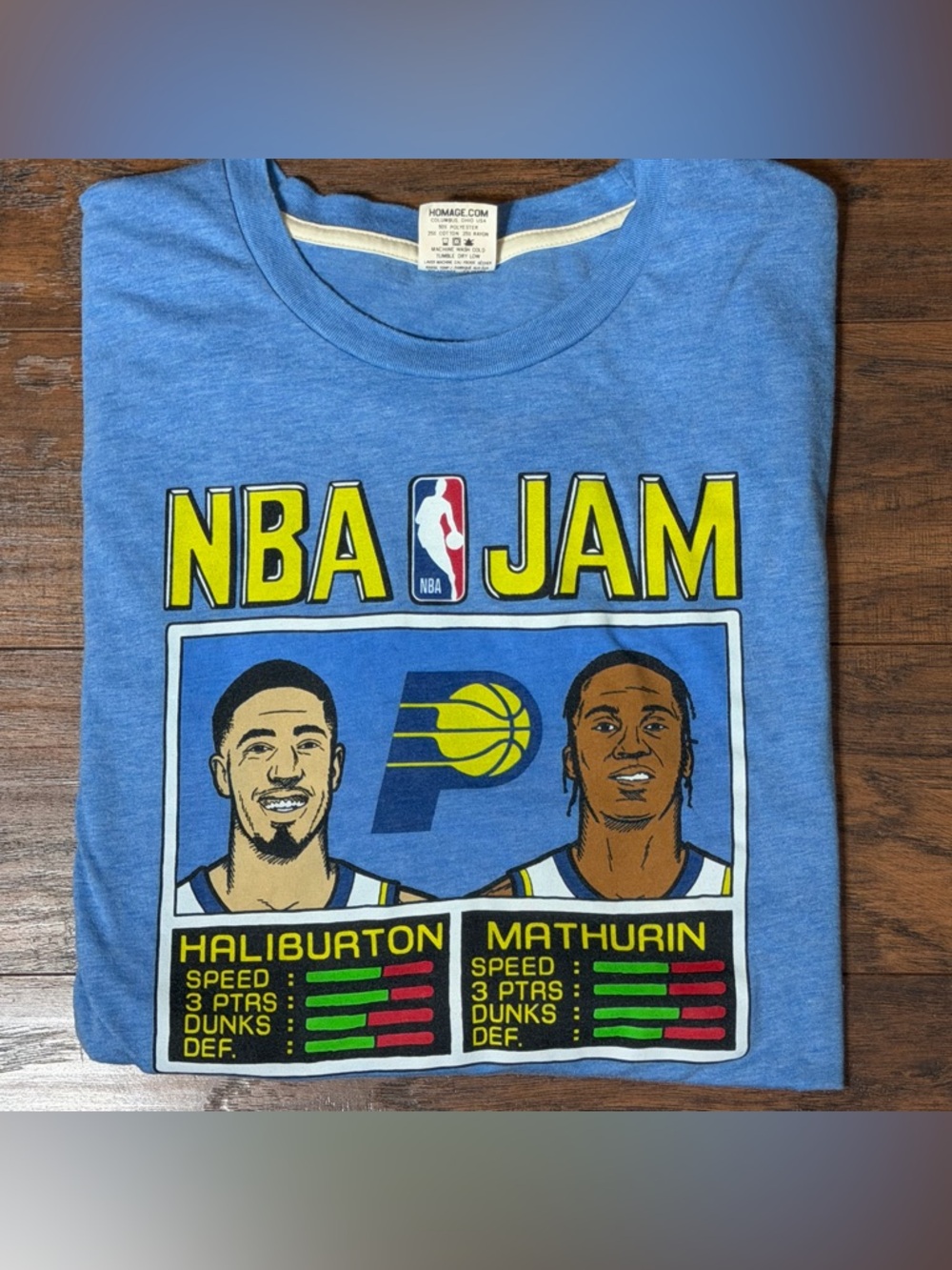 NBA Jam Indiana Pacers Blue Haliburton Mathurin Graphic Homage TShirt Size XXL